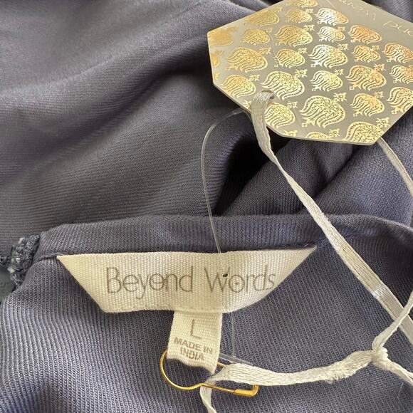 Beyond Words Women's Blue Tiered Puffed Sleeves Dress - L - NWT - Picture 7 of 8